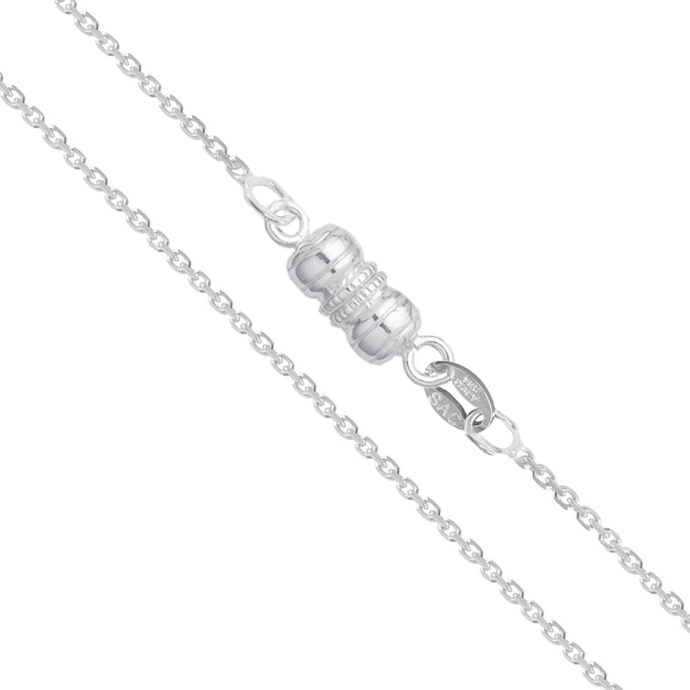 Sterling Silver Light Cable Chain 1.2mm Solid 925 Rolo Link Wide Magnetic Clasp Necklace 24" Jewelry Female