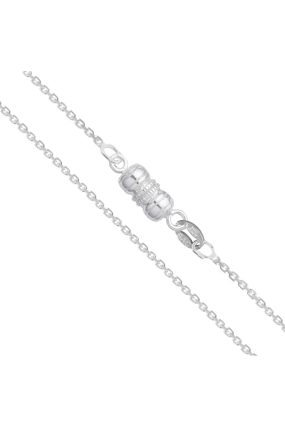 Sterling Silver Light Cable Chain 1.2mm Solid 925 Rolo Link Wide Magnetic Clasp Necklace 24" Jewelry Female