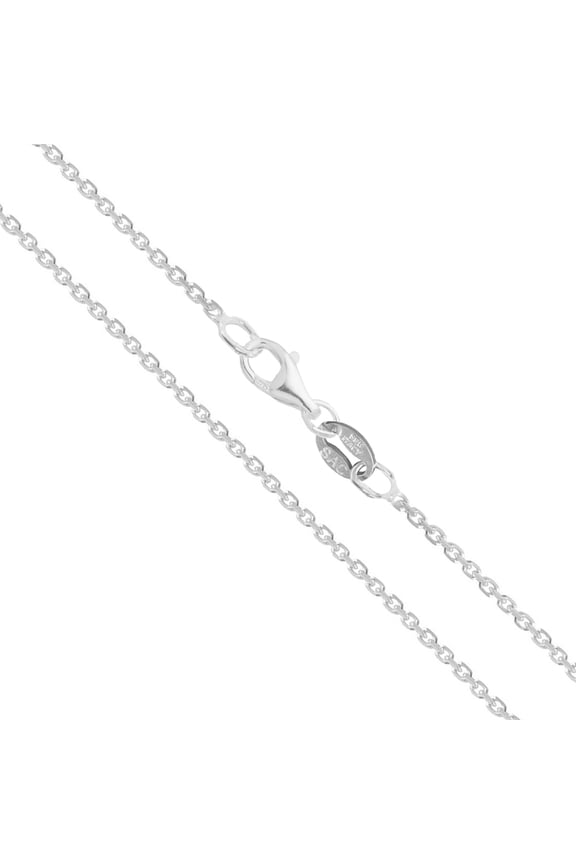 Sterling Silver Light Cable Chain 1.2mm Solid 925 Rolo Link Wide Pear Shape Clasp Necklace 22" Female