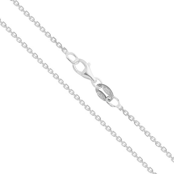 Sterling Silver Light Cable Chain 1.2mm Solid 925 Rolo Link Wide Pear Shape Clasp Necklace 24" Female
