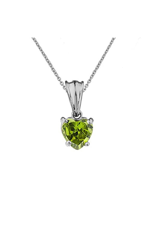 Sterling Silver Light Green Heart August Birthstone Pendant (PENDANT ONLY)