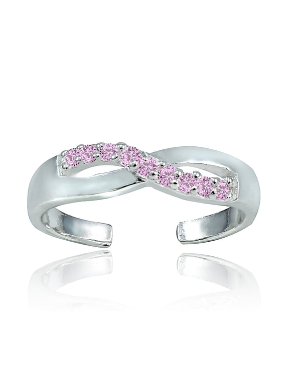 Sterling Silver Light Pink CZ Infinity Toe Ring
