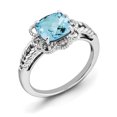 thumbnail image 1 of Sterling Silver Rhodium Checker-Cut Sky Blue Topaz & Diam. Ring QR3217LSBT, 1 of 2