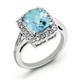 thumbnail image 1 of Sterling Silver Rhodium Checker-Cut Sky Blue Topaz & Diam. Ring QR3314LSBT, 1 of 2