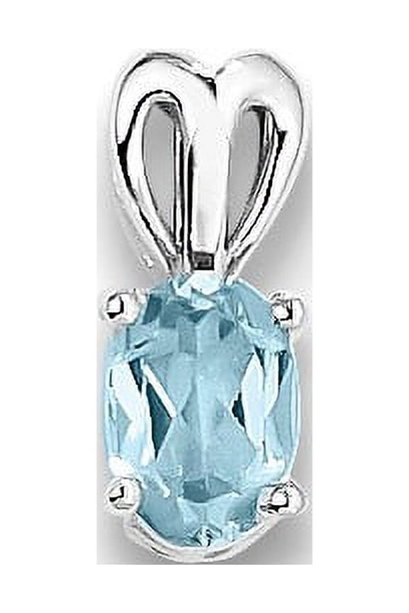 925 Sterling Silver Polished back Light Swiss Blue Topaz Pendant Necklace 11x4mm Wide Pendant for Women