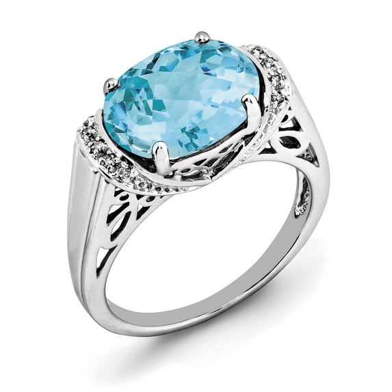 Sterling Silver Light Swiss Blue Topaz Ring. Gem Wt- 6ct