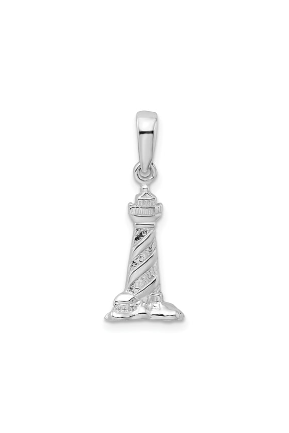 Sterling Silver Lighthouse Pendant Charm for Women or Unisex, Nautical Coastal Jewelry for Necklace or Bracelet, Symbol of Strength, Guidance, Hope, Ocean Travel Accessory