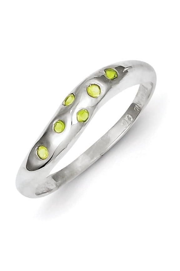 Sterling Silver Lime Green CZ Ring QR4352