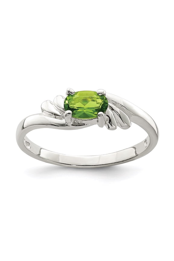Sterling Silver Lime Green Oval CZ Ring