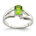thumbnail image 1 of Sterling Silver Lime Green Oval Cubic Zirconia Ring - Size 7, 1 of 2