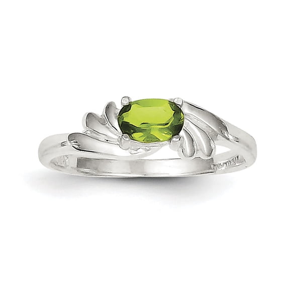 Sterling Silver Lime Green Oval Cubic Zirconia Ring