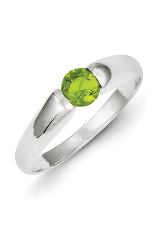 Sterling Silver Lime Green Round CZ Ring QR4358