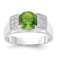 thumbnail image 1 of Sterling Silver Lime Green Round w/Pav� Sides CZ Ring QR4369, 1 of 5