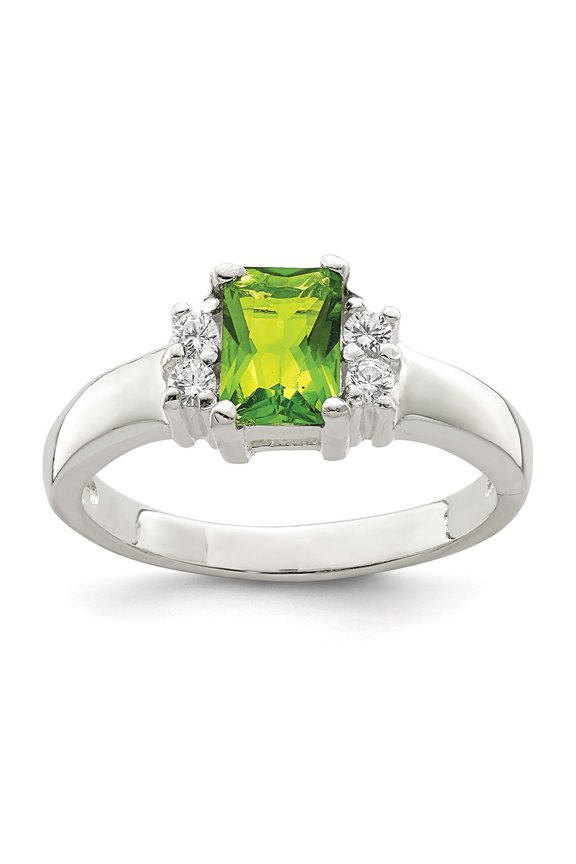 Sterling Silver Lime Green & White CZ Ring