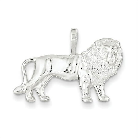 925 Sterling Silver Solid Polished Lion Charm 18x28mm Wide Pendant Necklace for Women - 2.7 Grams