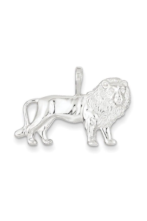 925 Sterling Silver Solid Polished Lion Charm 18x28mm Wide Pendant Necklace for Women - 2.7 Grams