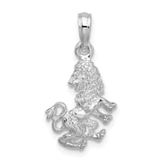 925 Sterling Silver Lion Pendant Charm, Raised Heraldic Medieval Crest for Men