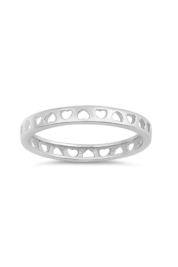 Sterling Silver Little Heart Stackable Band Ring