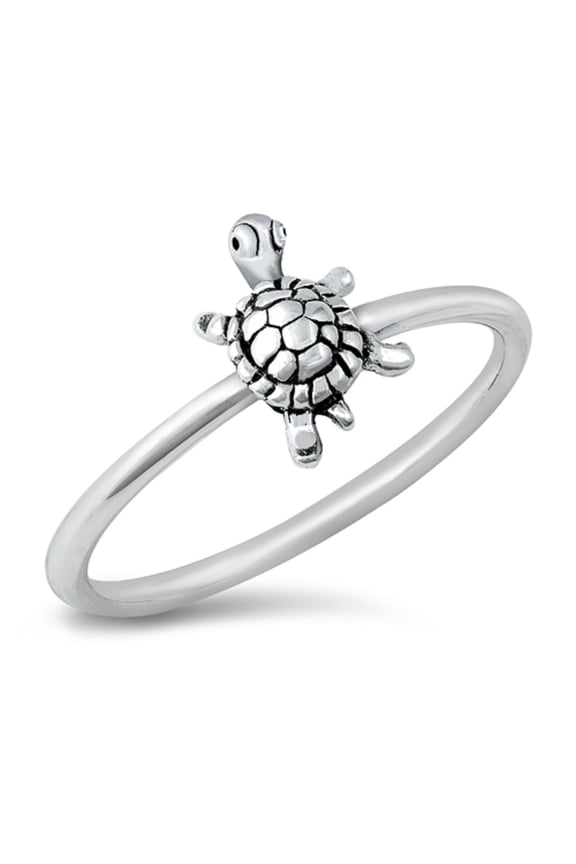 Sterling Silver Little Wood Turtle Ring Size 8