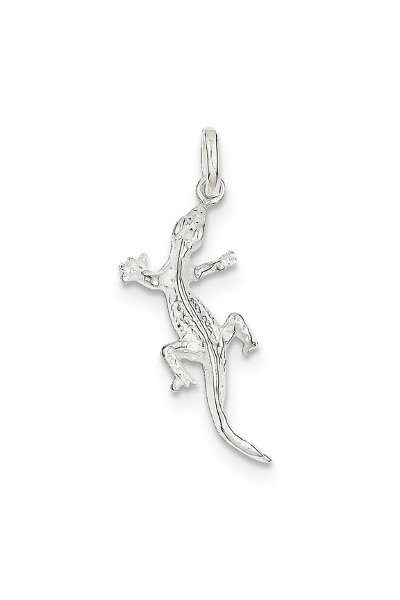 925 Sterling Silver Solid Polished Lizard Charm 28x15mm Wide Pendant Necklace for Women - 1.6 Grams