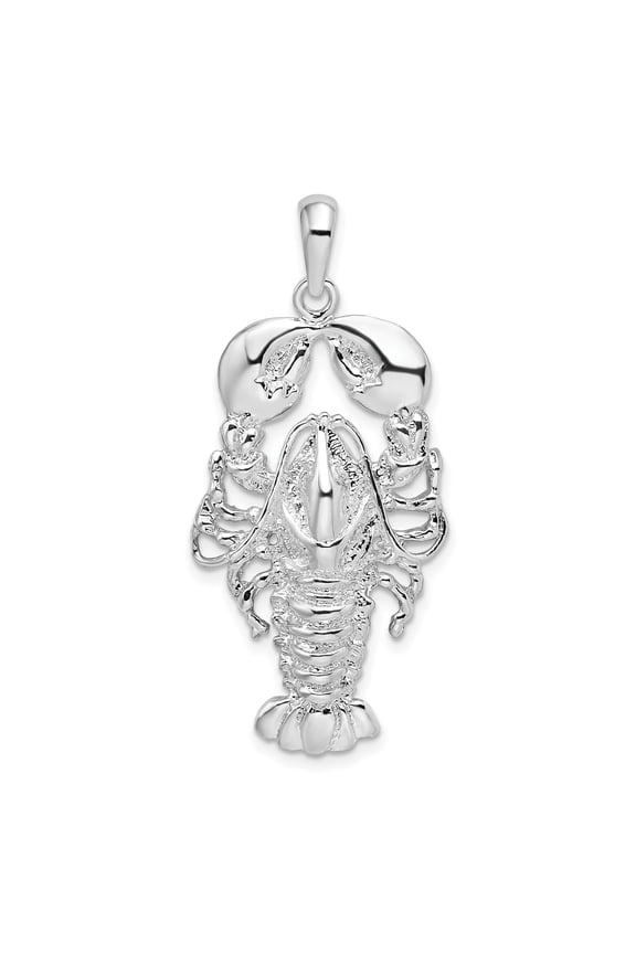 Sterling Silver Lobster Pendant Necklace for Men and Women, Realistic Crustacean Design, Nautical Marine Life Jewelry, Sea-Inspired Coastal Style Accessory