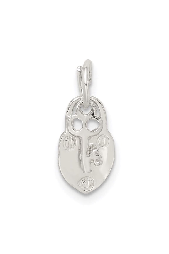 925 Sterling Silver Solid Polished Lock and Key Charm 16x12mm Wide Pendant Necklace for Women