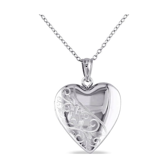Gem & Harmony Sterling Silver Locket Heart Pendant Necklace with 18 inch Chain for Women