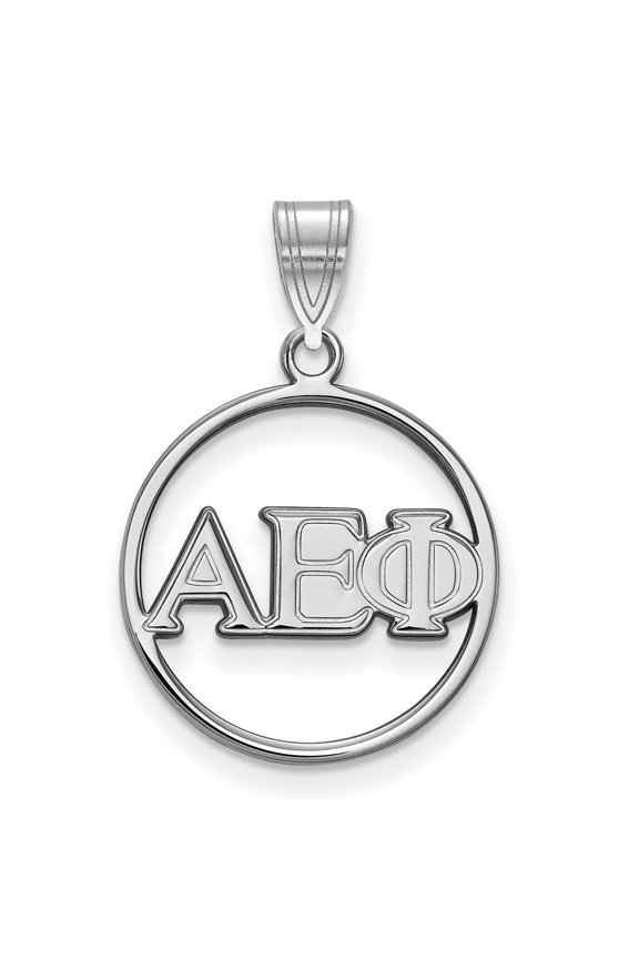 Sterling Silver LogoArt Alpha Epsilon Phi Sorority Greek Letters Small Circle Pendant Charm