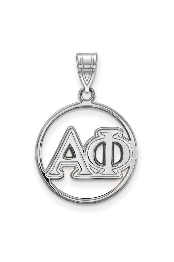 Sterling Silver LogoArt Alpha Phi Sorority Greek Letters Medium Circle Pendant Charm