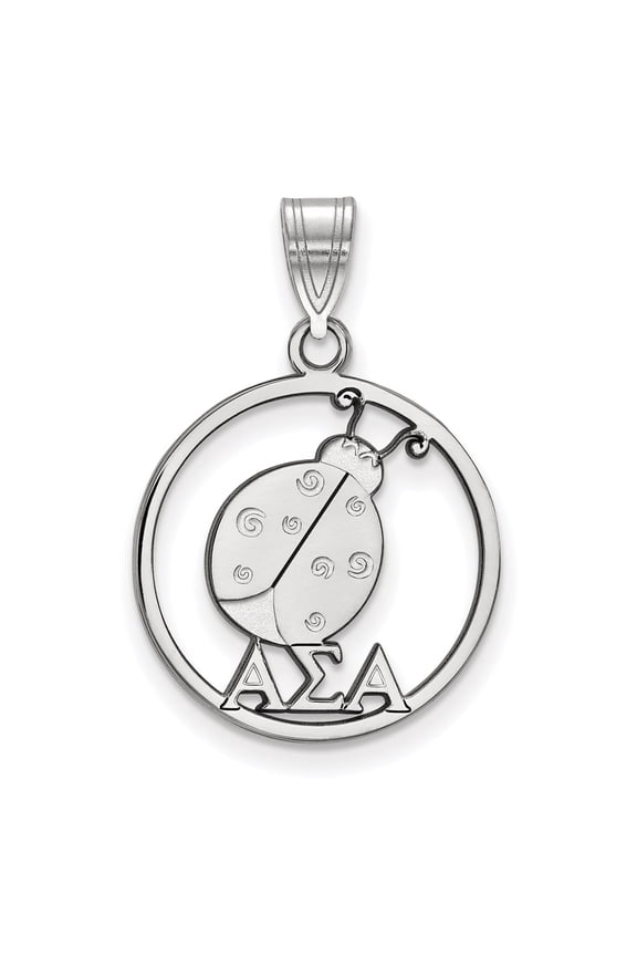 Sterling Silver LogoArt Alpha Sigma Sorority Symbol Medium Circle Pendant Charm