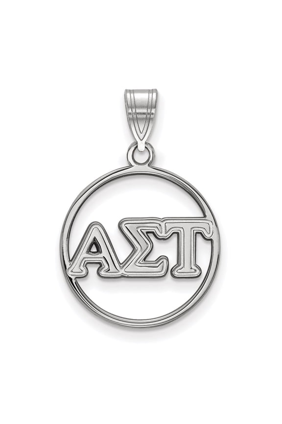 Sterling Silver LogoArt Alpha Sigma Tau Sorority Greek Letters Medium Circle Pendant Charm
