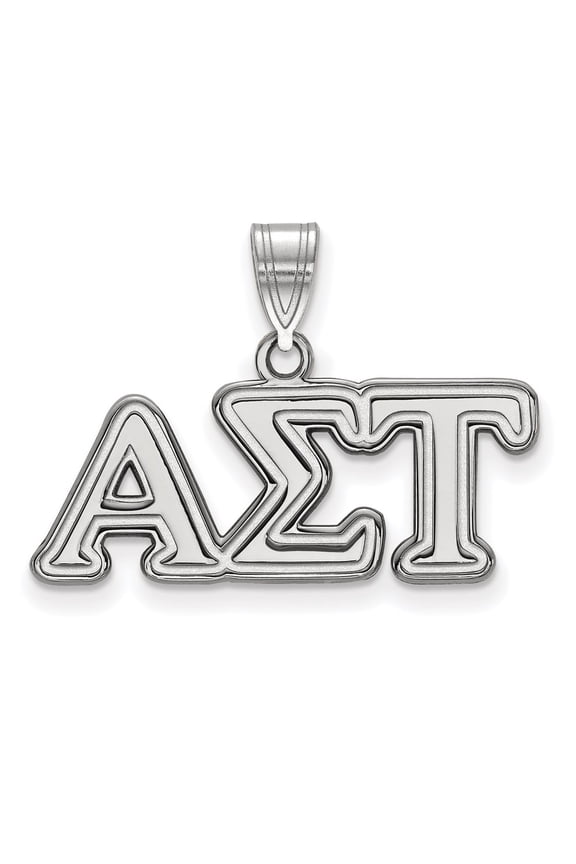 Sterling Silver LogoArt Alpha Sigma Tau Sorority Greek Letters Medium Pendant Charm