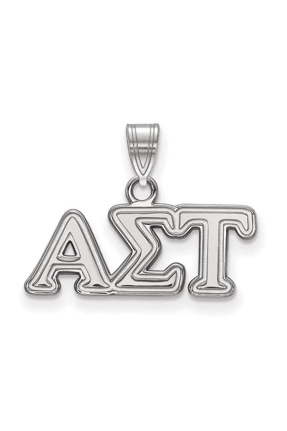 Sterling Silver LogoArt Alpha Sigma Tau Sorority Greek Letters Small Pendant Charm