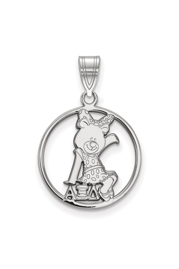 Sterling Silver LogoArt Alpha Xi Delta Sorority Symbol Medium Circle Pendant Charm