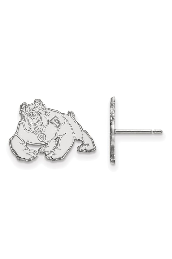 Sterling Silver LogoArt California State University Fresno Bulldog Small Post Earrings Sterling Silver Earrings