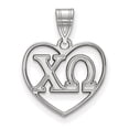 thumbnail image 1 of Sterling Silver LogoArt Chi Omega Sorority Greek Letters Heart Pendant Charm, 1 of 2