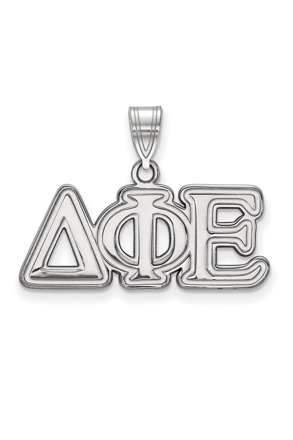 Sterling Silver LogoArt Delta Phi Epsilon Sorority Greek Letters Medium Pendant Charm