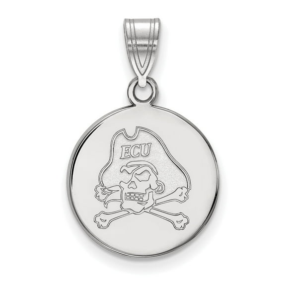 Sterling Silver LogoArt East Carolina University Pirate Medium Disc Pendant Charm