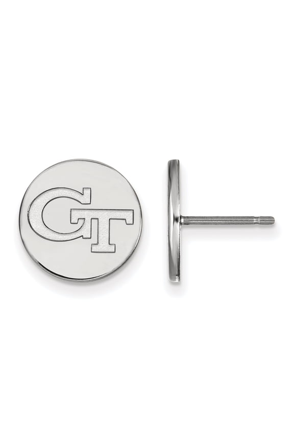 Sterling Silver LogoArt Georgia Institute of Technology G-T Small Disc Post Earrings Sterling Silver Earrings
