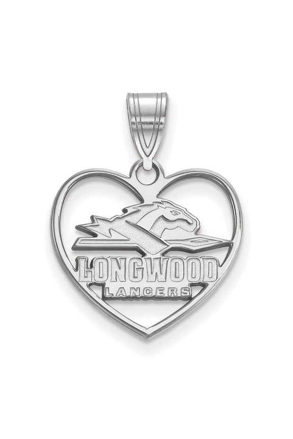 Sterling Silver LogoArt Longwood University Lancers Heart Pendant Charm