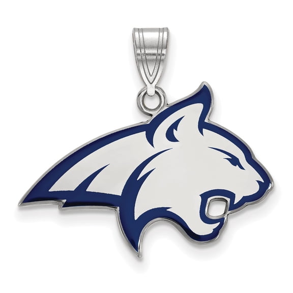 Sterling Silver LogoArt Montana State University Bobcat Large Enameled Pendant Charm
