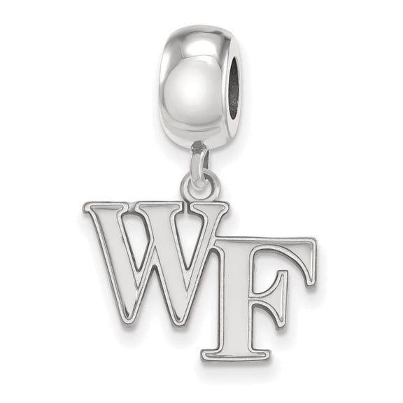 Sterling Silver Wake Forest University 'WF' Dangle Bead Charm