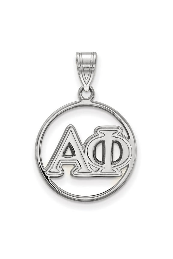 Sterling Silver LogoArt Official Licensed Greek Sororities Alpha Phi (??) Small Circle Pendant
