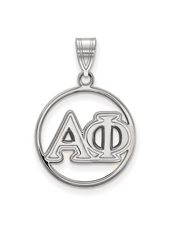 Sterling Silver Alpha Phi Medium Circle Greek Letters Pendant