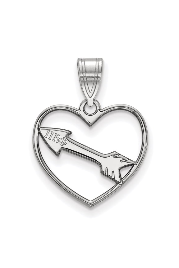 Sterling Silver LogoArt Pi Beta Phi Sorority Symbol Heart Pendant Charm