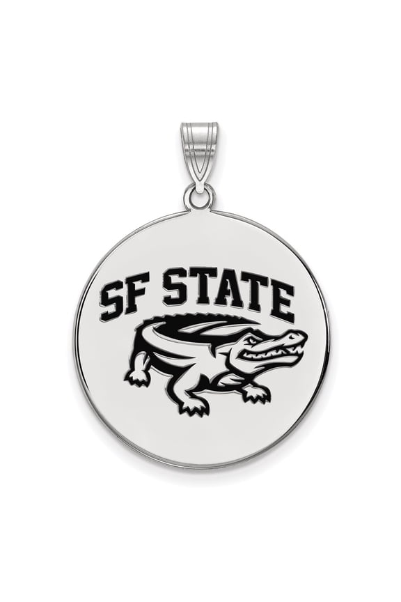 Sterling Silver LogoArt San Francisco State University Extra Large Enameled Disc Pendant Charm