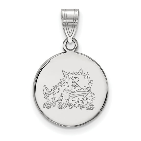 Sterling Silver LogoArt Texas Christian University Horned Frog Medium Disc Pendant Charm