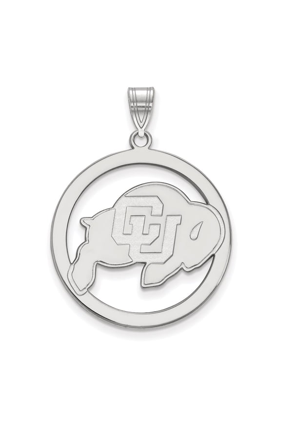 Sterling Silver LogoArt University of Colorado Buffalo Extra Large Circle Pendant Charm