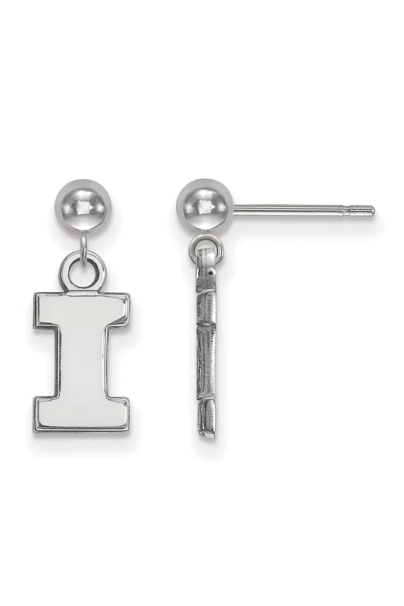 Sterling Silver LogoArt University of Illinois Letter I Dangle Ball Post Earrings Sterling Silver Earrings
