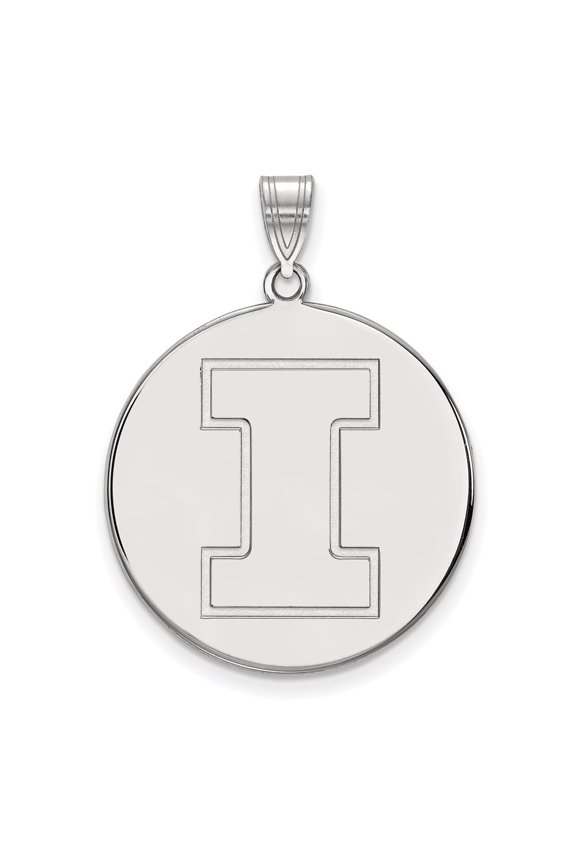Sterling Silver LogoArt University of Illinois Letter I Extra Large Disc Pendant Charm